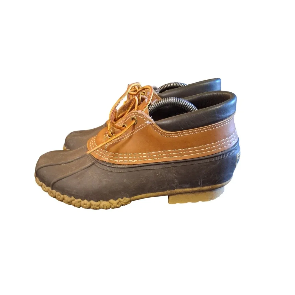 LL Bean Men Rubber Moc Duck Boots Brown Leather Waterproof Low Top 8 M Maine